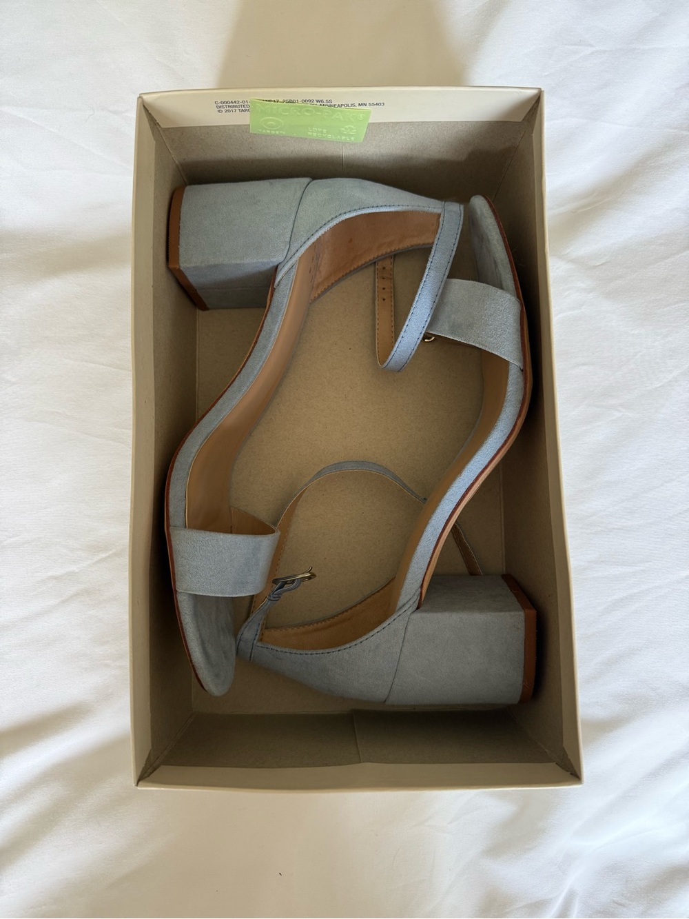 a new day Light Blue Suede Block Heel Sandals